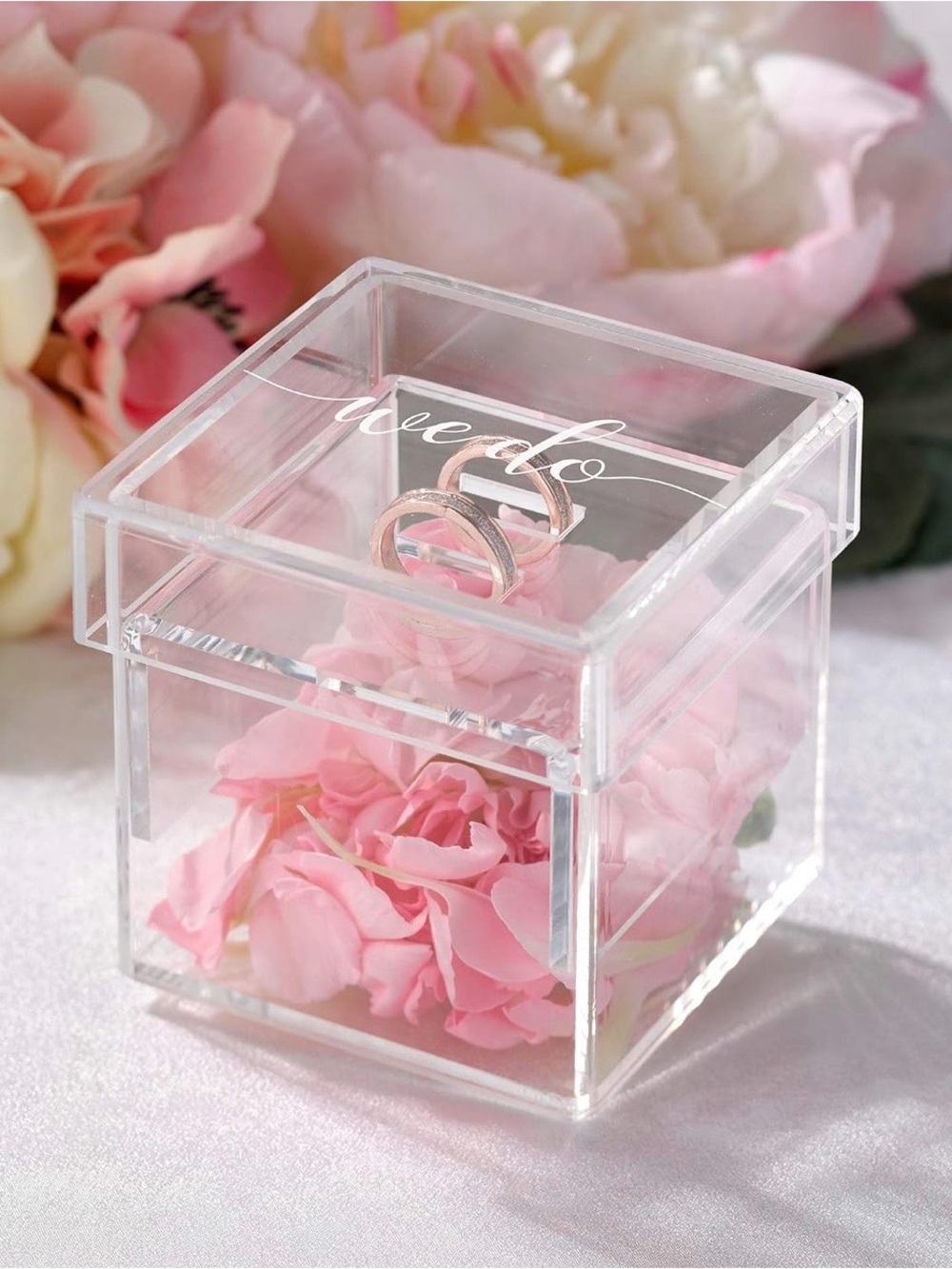 Clear Acrylic Ring Box - Ring Pillow Alternative - Elegant Jewelry Organizer